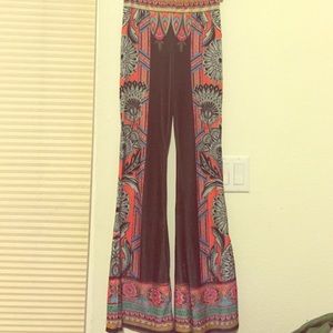 Velvet vintage multi colored stretch flares