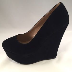 Black Velvet Wedges