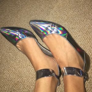 URBAN OUTFITTERS Holographic Pointy Toe Flats