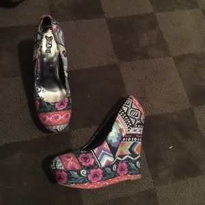 floral/tribal print heels