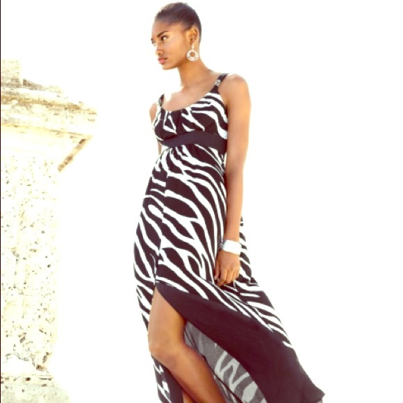 White House Black Market Zebra Print Maxi