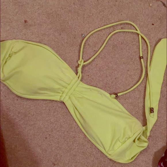Strapless/halter lime green bathing suit top