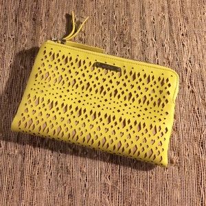 Stella & Dot Double Perforated Clutch in citron