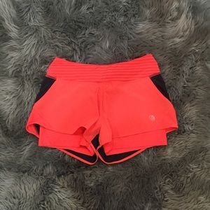 Neon orange and Charcoal gray athletic shorts