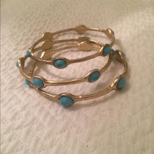 ✨SET OF 3 bangles with blue stones!