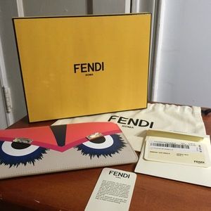 Fendi Monster Leather Zip Pouch