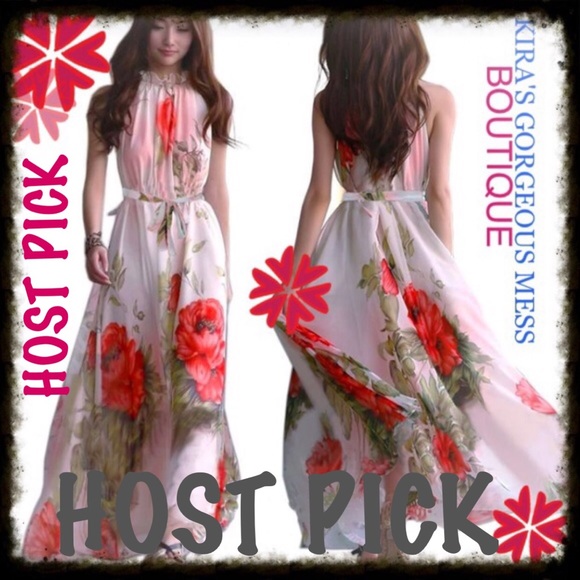Boutique Dresses & Skirts - BNWT BEAUTIFUL FLORAL MAXI DRESS WITH TIE BELT