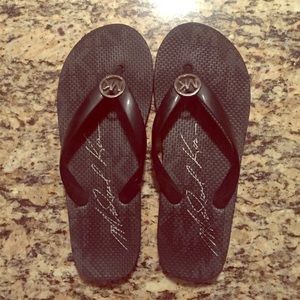 Michael Kors black flip flops size 8