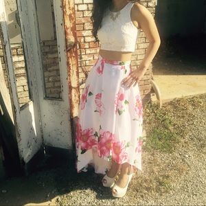 TWO PIECE MY MICHELLE FLORAL PROM DRESS