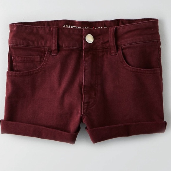 AE American Eagle Hi-Rise Shortie Maroon Burgundy