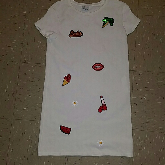 Zara patch dress, white, size S