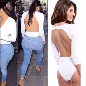 White backless bodysuit