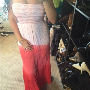 Red ombré maxi dress