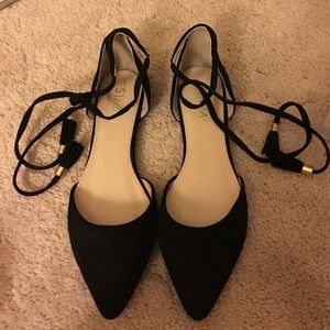 black lace up flats