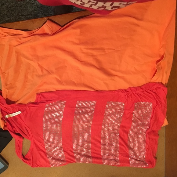 2 tank tops (orange and pink )