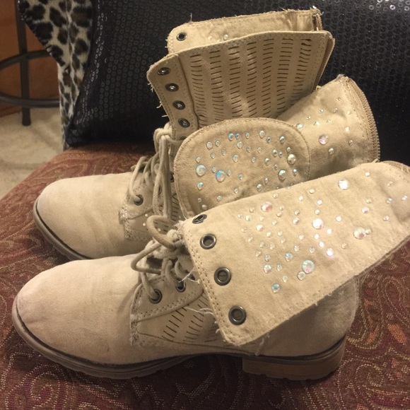 Justice sequined combat boots for girls