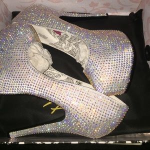 Bordello Platform bedazzled heels 8