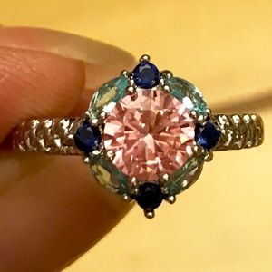 Pink & Blue Topaz & Sapphire Gemstone Ring