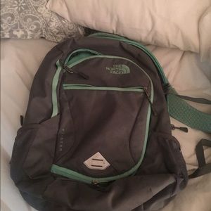 Womens north face mint green and grey backpack