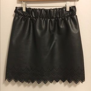 Pleather Mini With Laser Cut Out Trim Detail, S