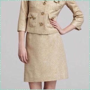 Kate Spade Beige Metalic Gold Helena Skirt