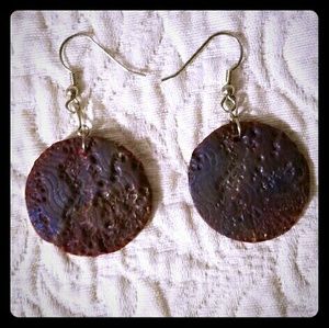 Handcrafted meteorite esque earrings!