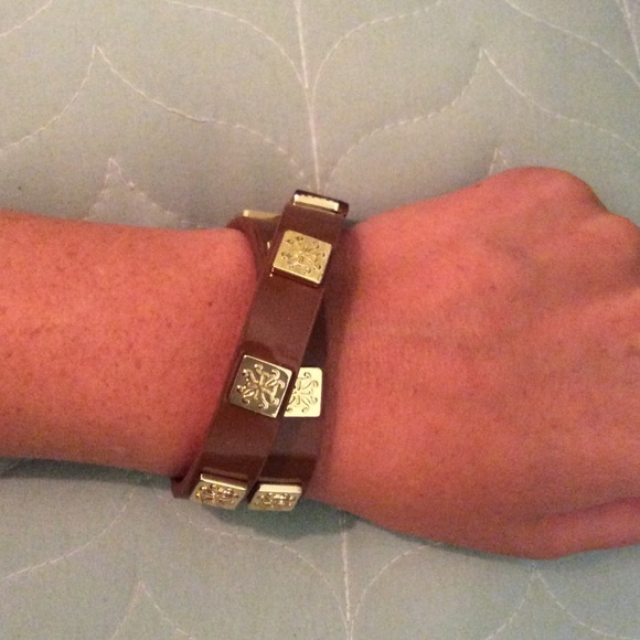 Rustic Cuff light brown leather double wrap