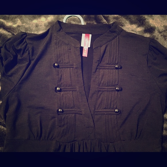 Cute black deep v with buttons