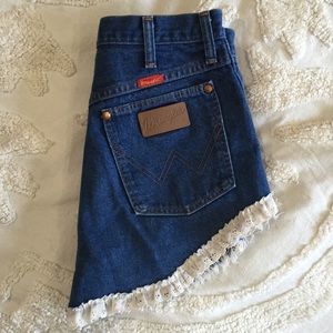 Wrangler High Waisted Lace Trimmed Denim Shorts