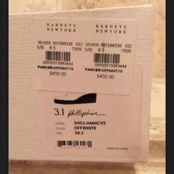 3.1 Phillip Lim NIB Shoes White Canvas 38.5 $450 - Picture 3 of 4