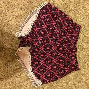 pink and blue tribal shorts