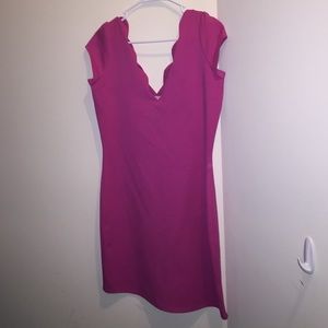 Cooperative Solid Fuchsia Scalloped Bodycon Dress