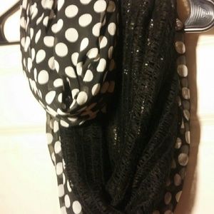 Polka-dot/knit infinity scarf