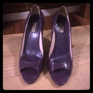 Eggplant peep toe Prada heels