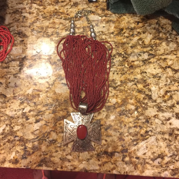 Cross red necklace