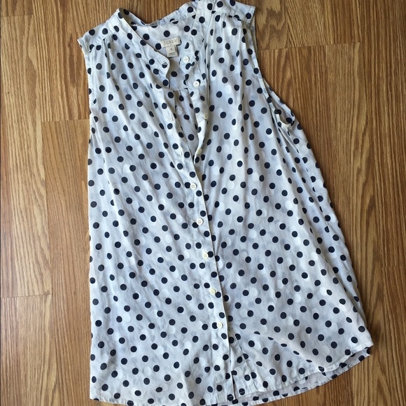 Jcrew polka dot tank and chambray shorts