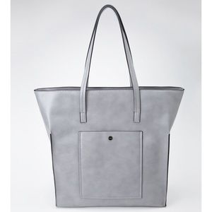 Gray Structured Faux Leather Tote