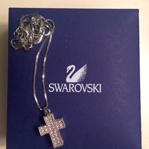 NWT Swarovski Pink Cross Crystal Necklace