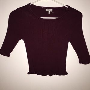 Burgundy sweater crop top