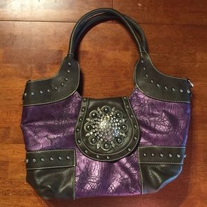 Purple Purse with Rhinestones and Rivets