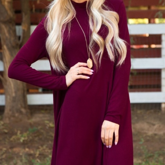 Wine Shift Dress - Picture 2 of 3