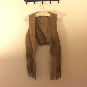 MINKPINK Suede Fringe Vest