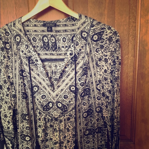 Lucky Brand Printed Peasant Blouse