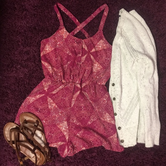 Copper key Pink floral romper