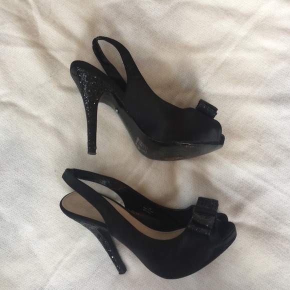 Black sparkle sling back heels