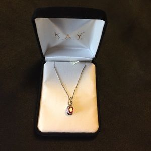 Sterling silver ruby necklace