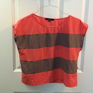 Striped coral and grey shirt