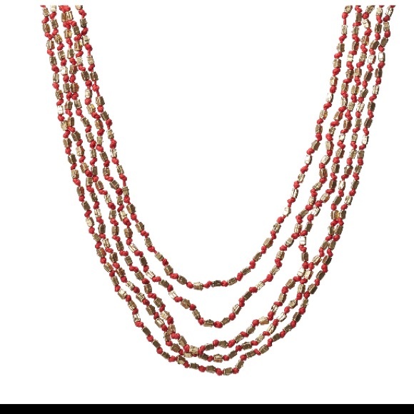 Lucky Brand Jewelry - Red and Gold Beaded Necklace 🆕