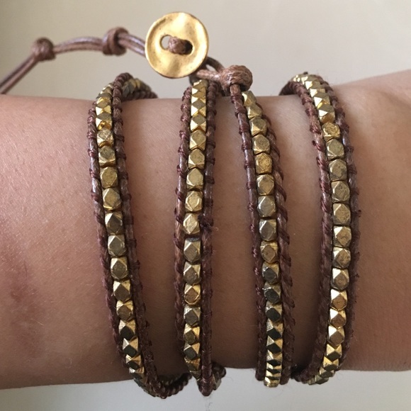Boutique Jewelry - Leather and Gold Bead Wrap Bracelet ☀️