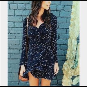 Realisation Paris Diane Wrap Dress in Navy